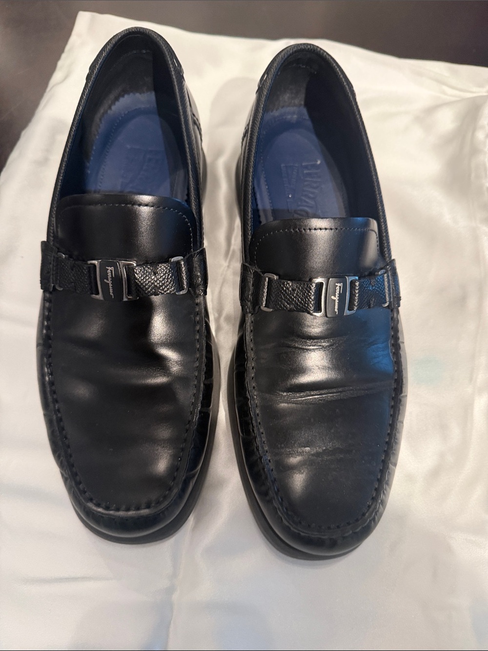 Salvatore Ferragamo Black Leather Bit-Detail Men's Loafers